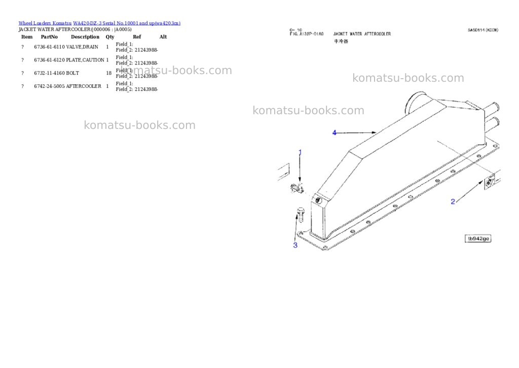 Komatsu wa420-dz-3 serial no.10001 and up Parts catalog cover Page 4 Komatsu wa420-dz-3 serial no.10001 and up Parts catalog cover Page 4