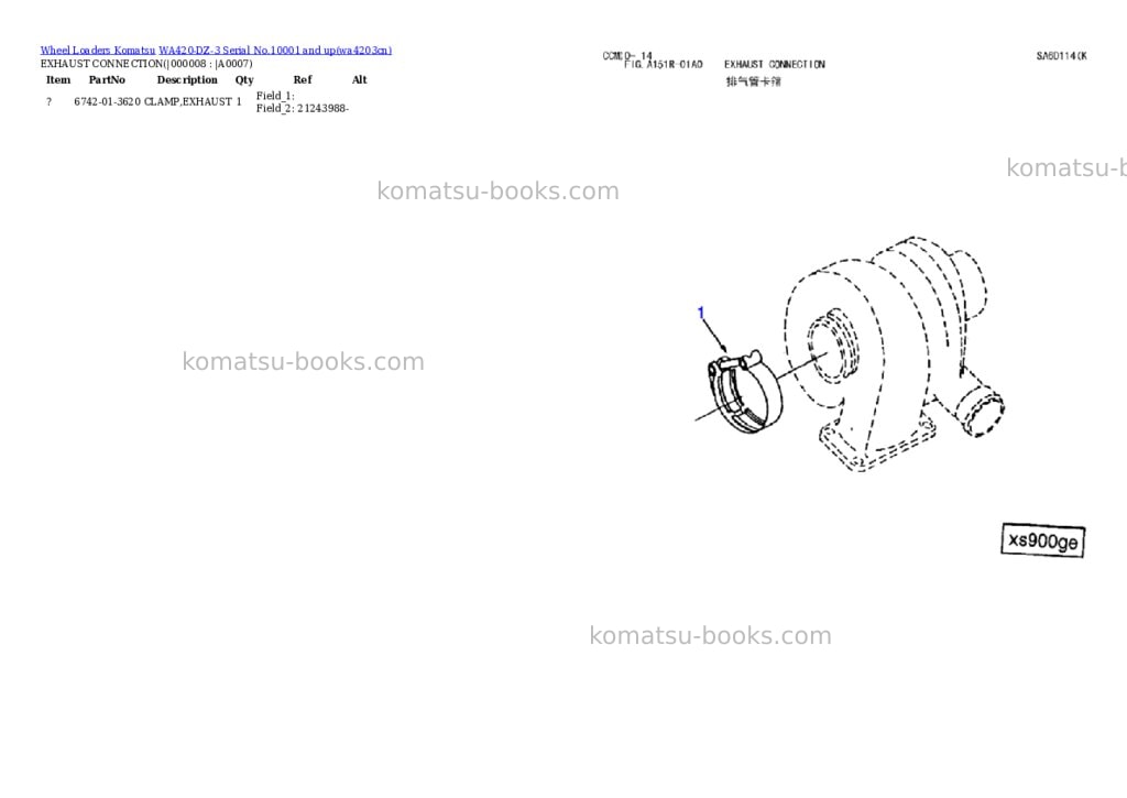 Komatsu wa420-dz-3 serial no.10001 and up Parts catalog cover Page 6 Komatsu wa420-dz-3 serial no.10001 and up Parts catalog cover Page 6