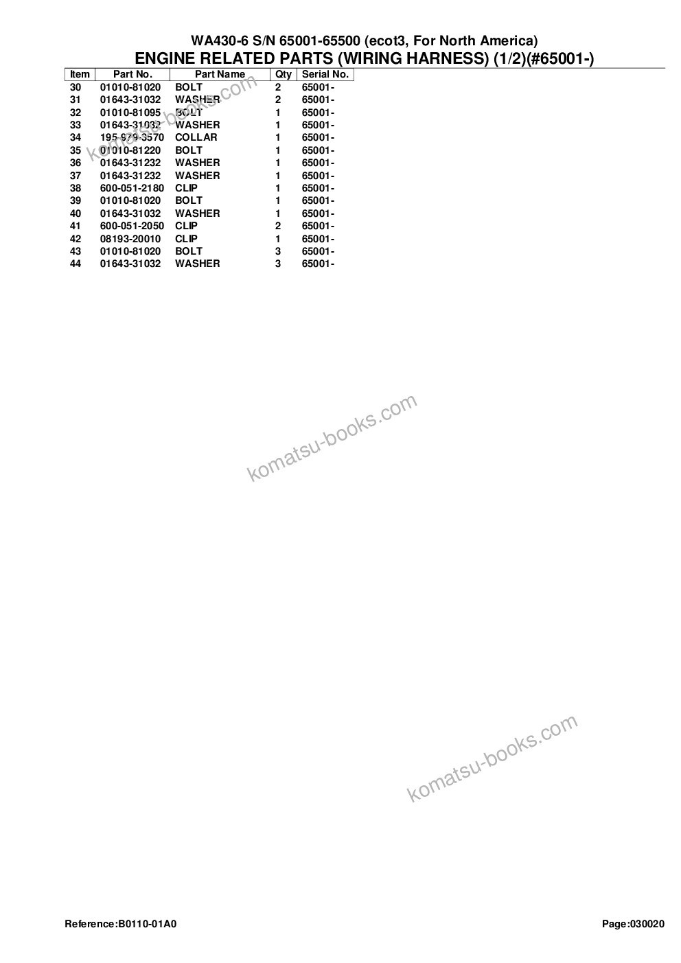 Komatsu wa430-6 s/n 65001-65500 ecot3, for north america Parts catalog cover Page 5 Komatsu wa430-6 s/n 65001-65500 ecot3, for north america Parts catalog cover Page 5