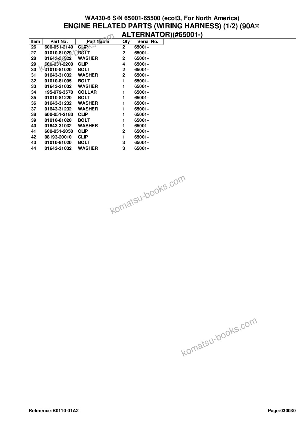 Komatsu wa430-6 s/n 65001-65500 ecot3, for north america Parts catalog cover Page 7 Komatsu wa430-6 s/n 65001-65500 ecot3, for north america Parts catalog cover Page 7