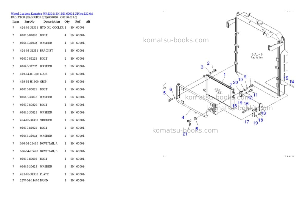 Komatsu wa430-5-sn s/n 60001-up Parts catalog cover Page 5 Komatsu wa430-5-sn s/n 60001-up Parts catalog cover Page 5