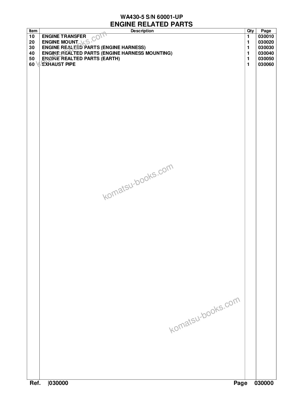 Komatsu wa430-5 s/n 60001-up overseas version Parts catalog cover Page 2