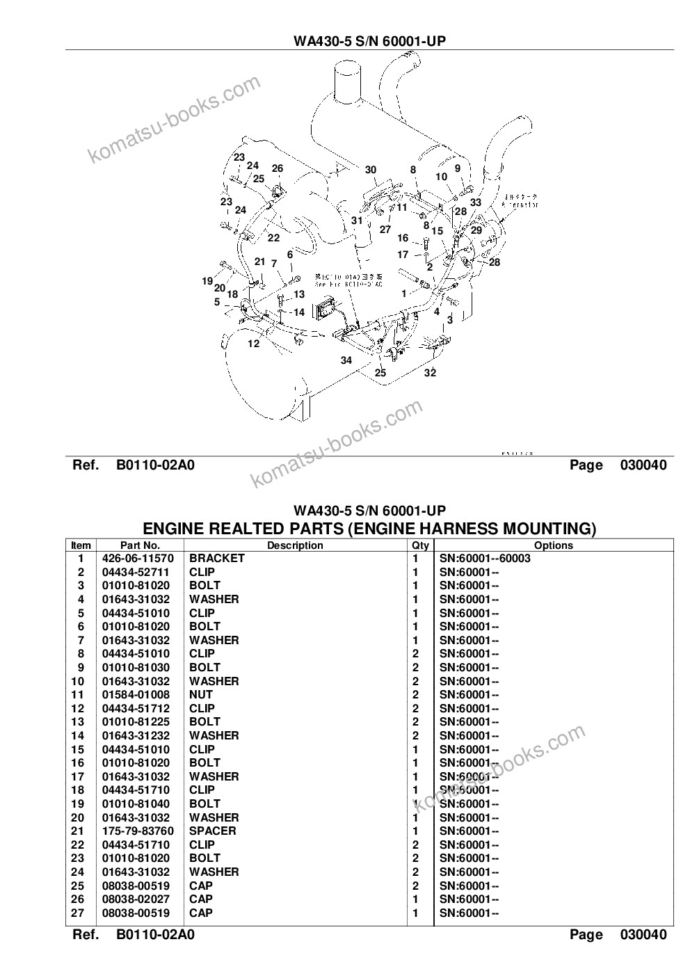 Komatsu wa430-5 s/n 60001-up overseas version Parts catalog cover Page 7