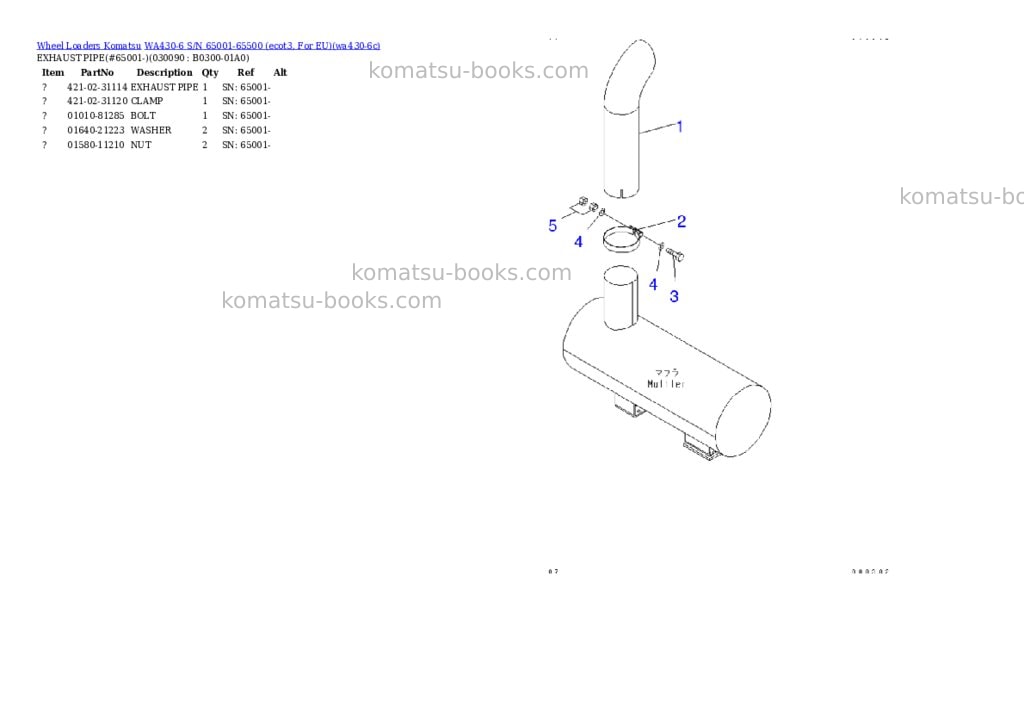 Komatsu wa430-6 s/n 65001-65500 ecot3, for eu Parts catalog cover Page 8