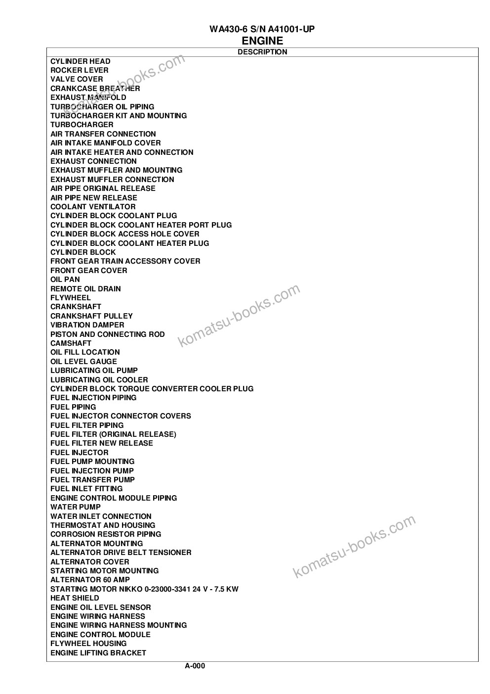 Komatsu wa430-6 s/n a41001-up Parts catalog cover Page 2
