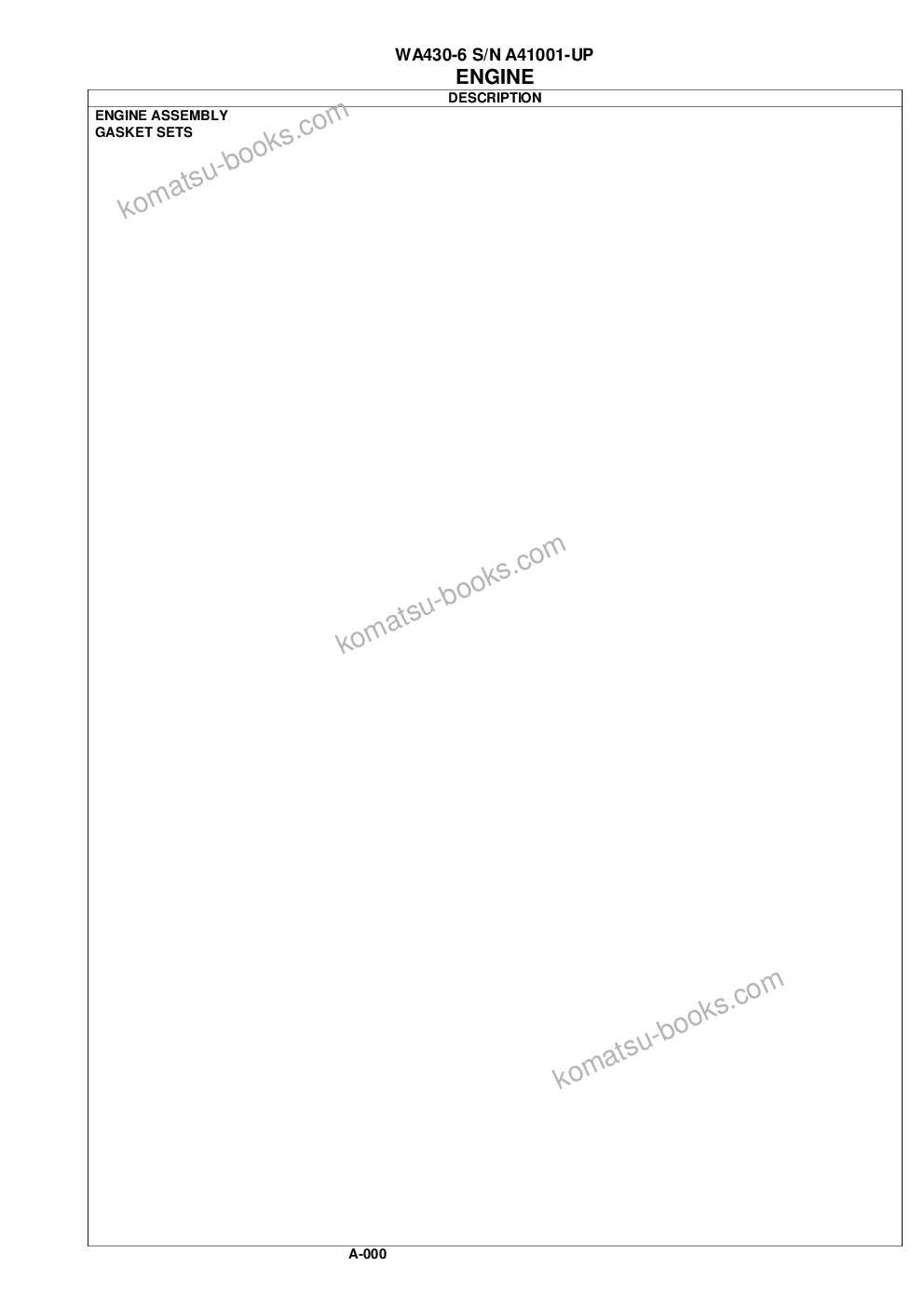 Komatsu wa430-6 s/n a41001-up Parts catalog cover Page 3