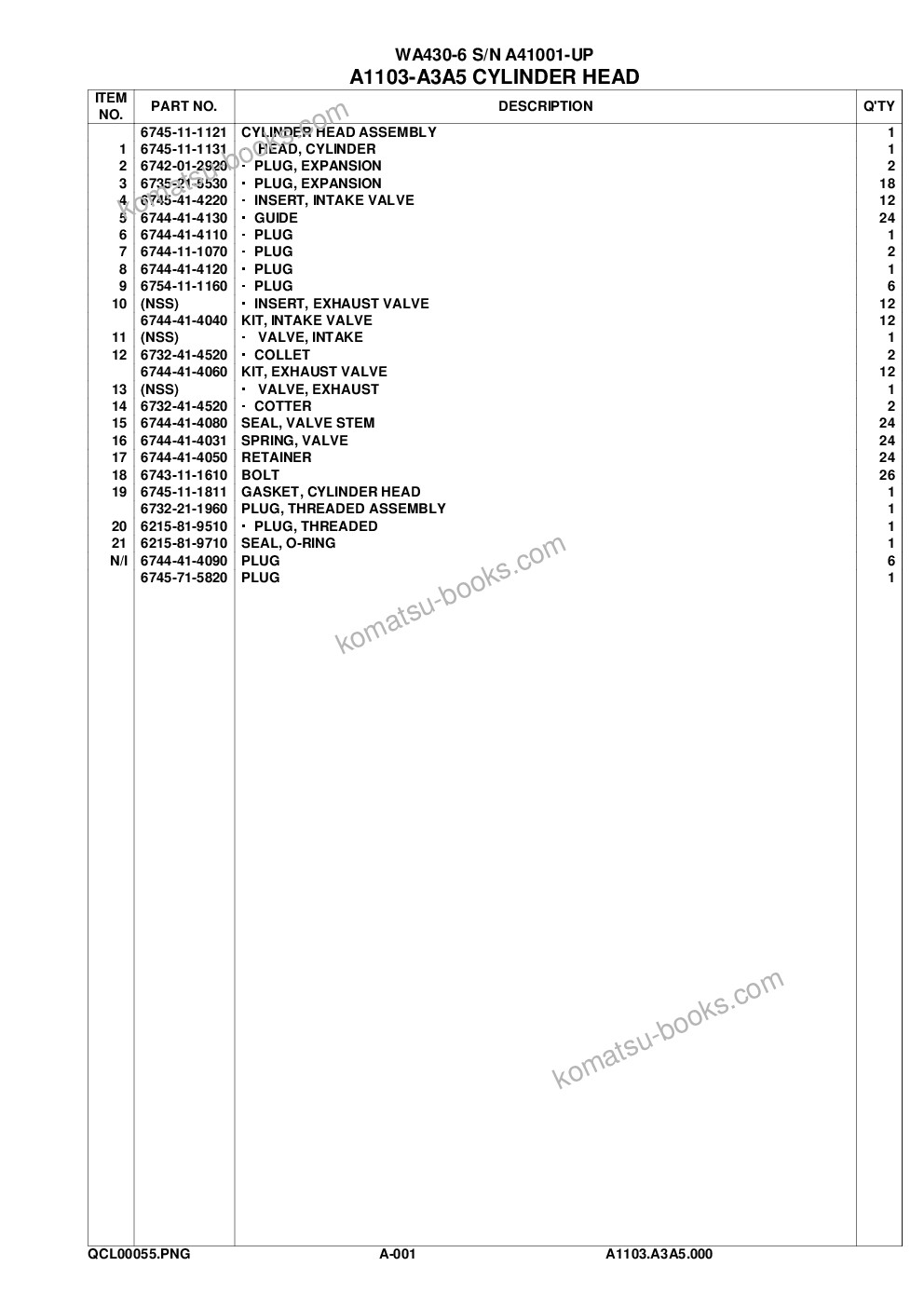 Komatsu wa430-6 s/n a41001-up Parts catalog cover Page 5