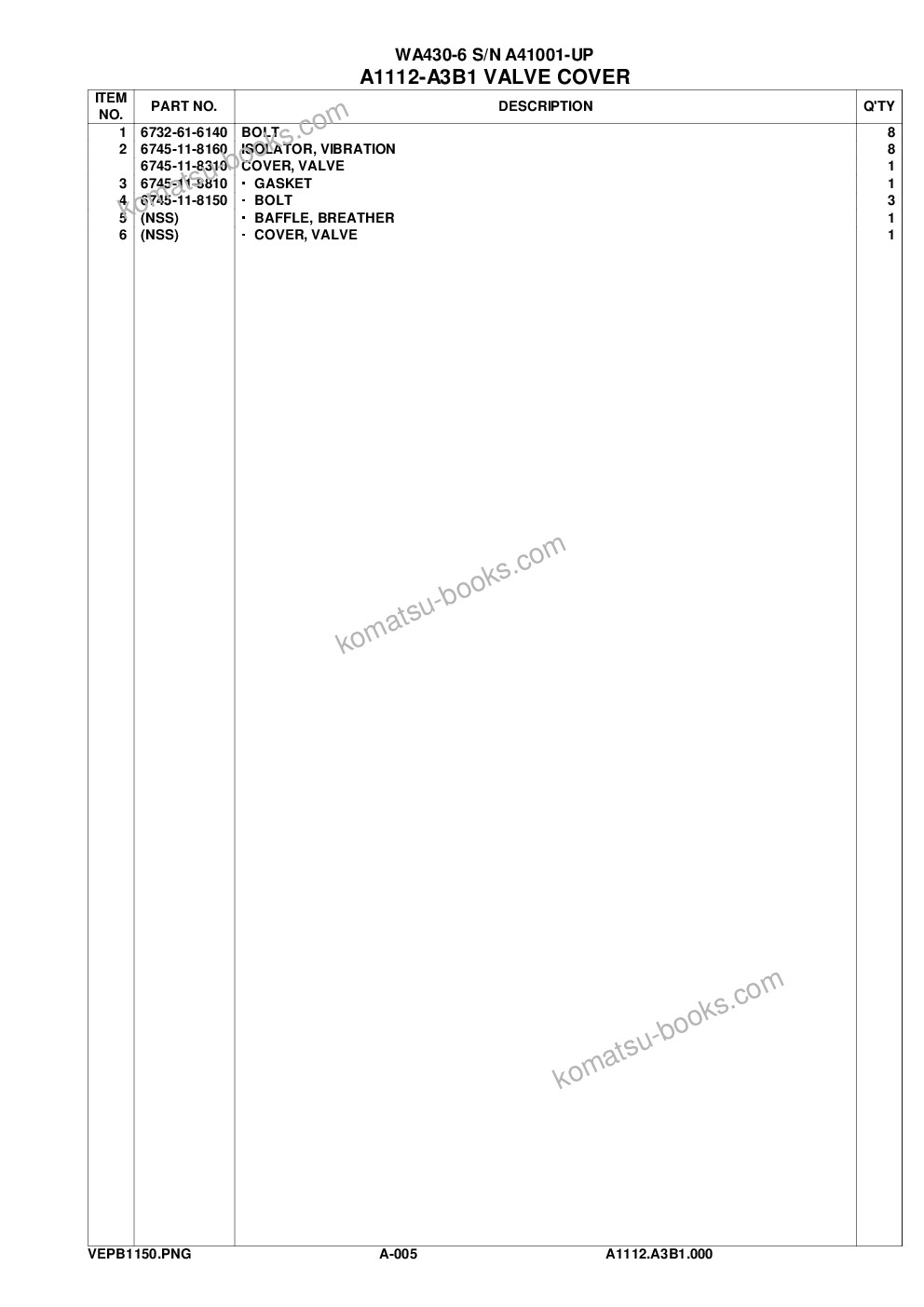 Komatsu wa430-6 s/n a41001-up Parts catalog cover Page 9