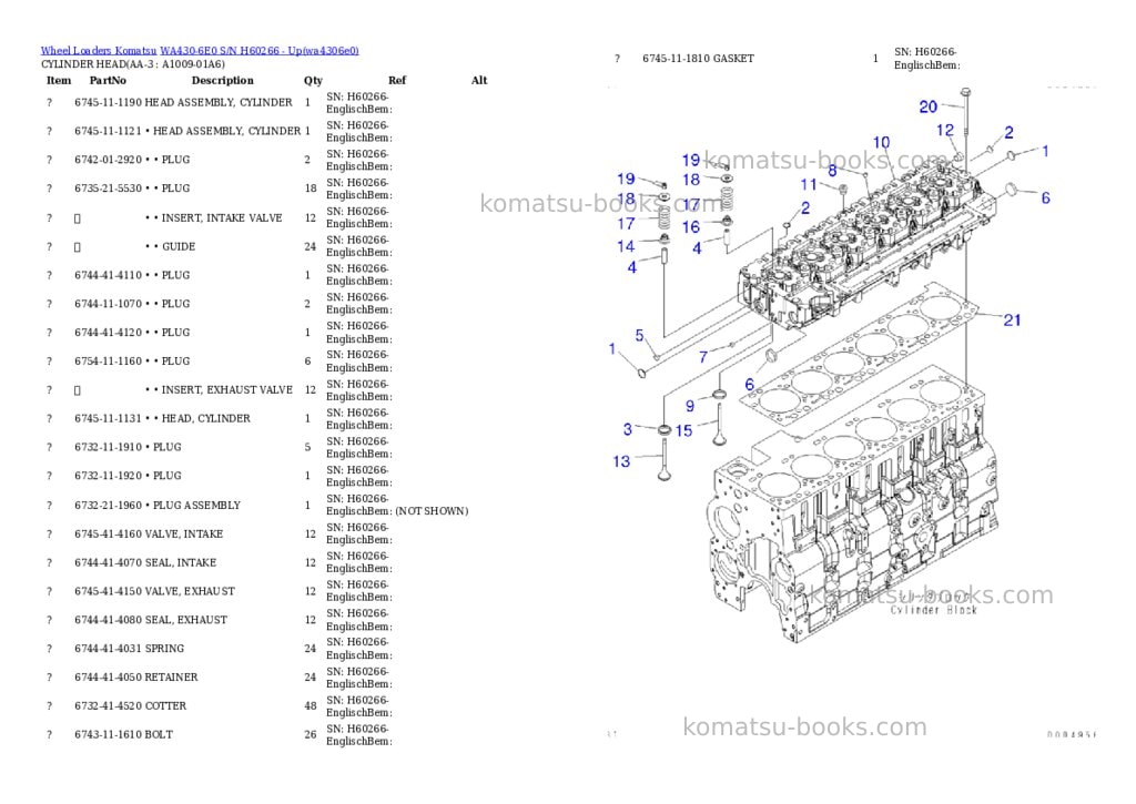 Komatsu wa430-6e0 s/n h60266 - up Parts catalog cover Page 2