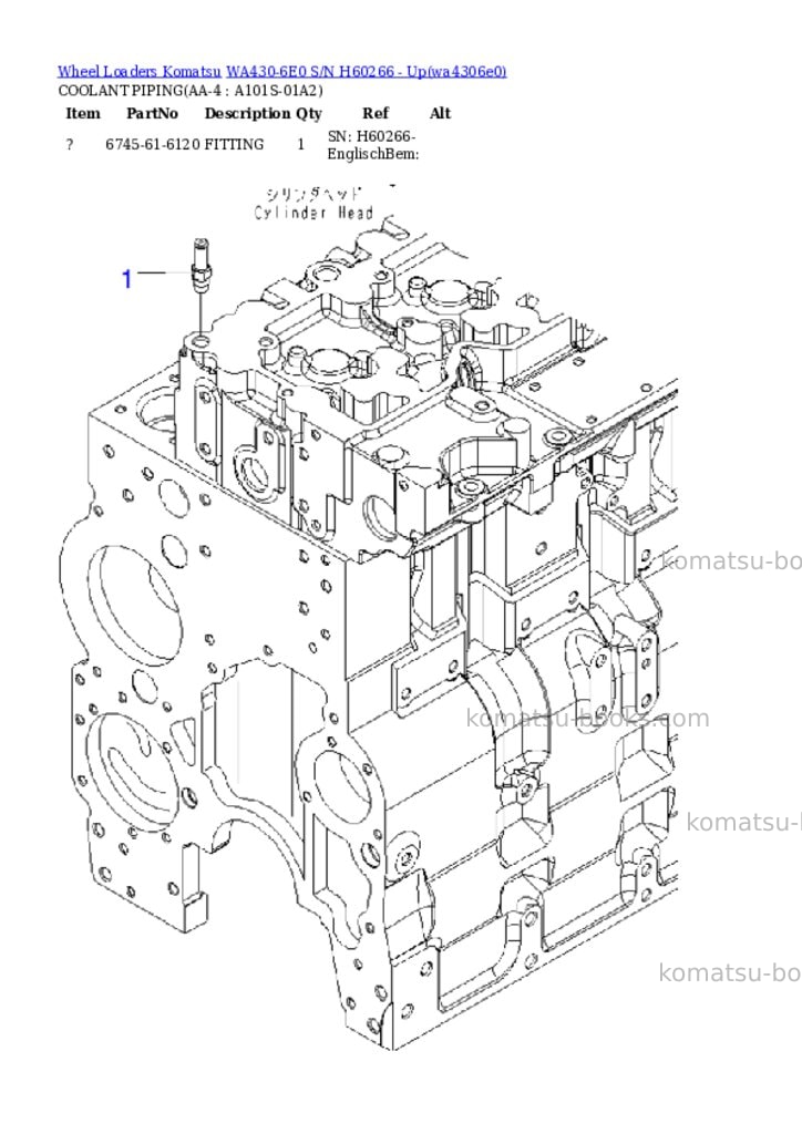 Komatsu wa430-6e0 s/n h60266 - up Parts catalog cover Page 3