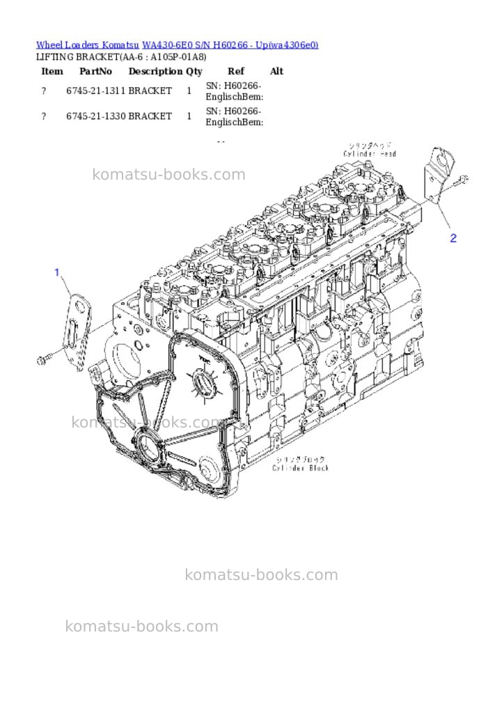 Komatsu wa430-6e0 s/n h60266 - up Parts catalog cover Page 5