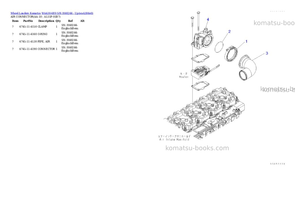 Komatsu wa430-6e0 s/n h60266 - up Parts catalog cover Page 9