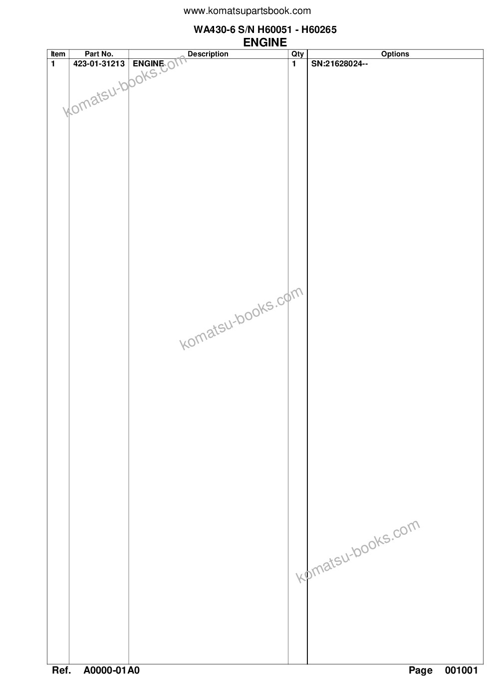 Komatsu wa430-6 s/n h60051 - h60265 Parts catalog cover Page 5