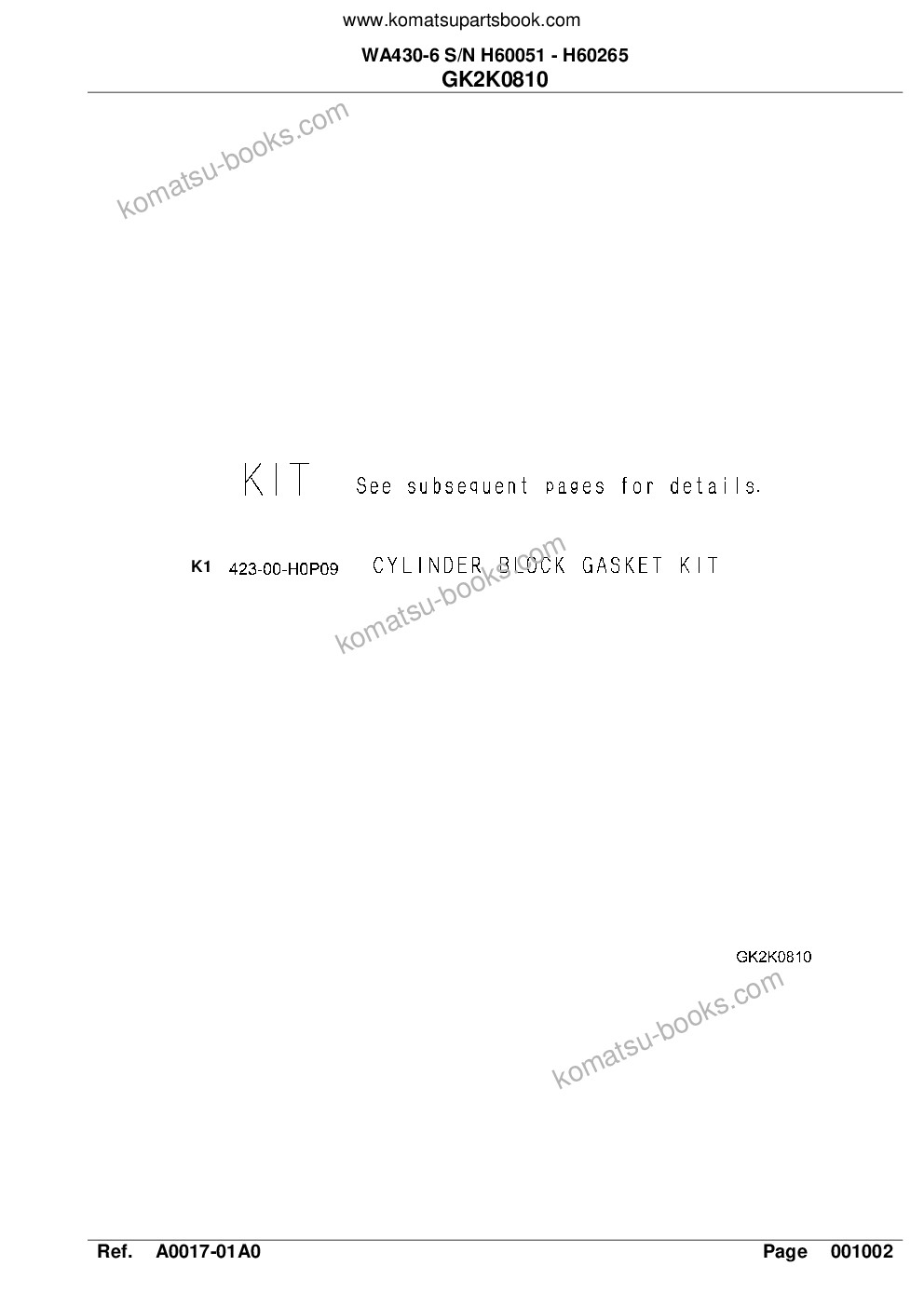 Komatsu wa430-6 s/n h60051 - h60265 Parts catalog cover Page 6