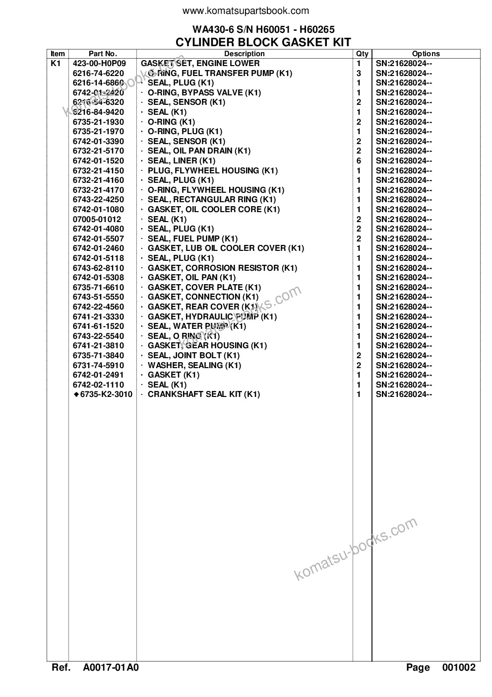 Komatsu wa430-6 s/n h60051 - h60265 Parts catalog cover Page 7