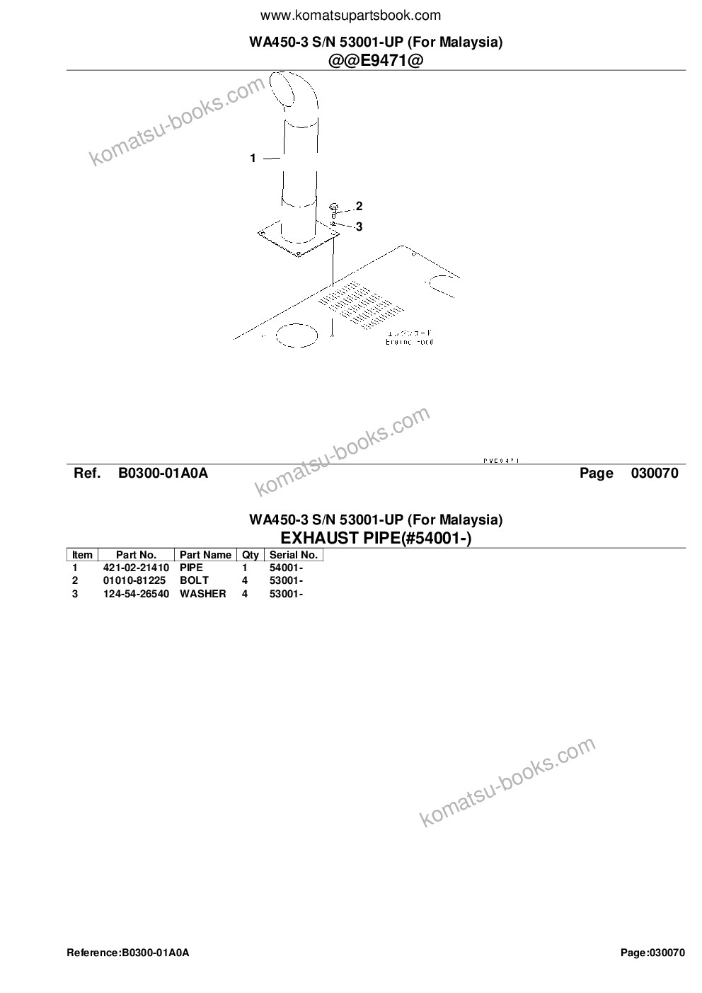 Komatsu wa450-3 s/n 53001-up for malaysia Parts catalog cover Page 10