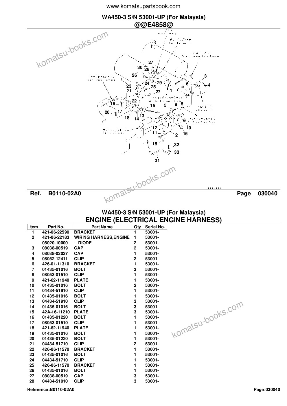 Komatsu wa450-3 s/n 53001-up for malaysia Parts catalog cover Page 6