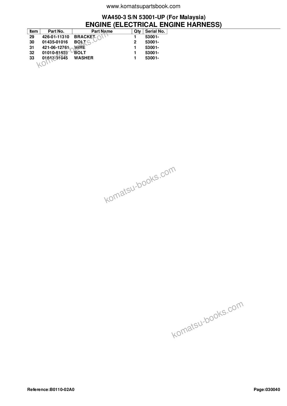 Komatsu wa450-3 s/n 53001-up for malaysia Parts catalog cover Page 7