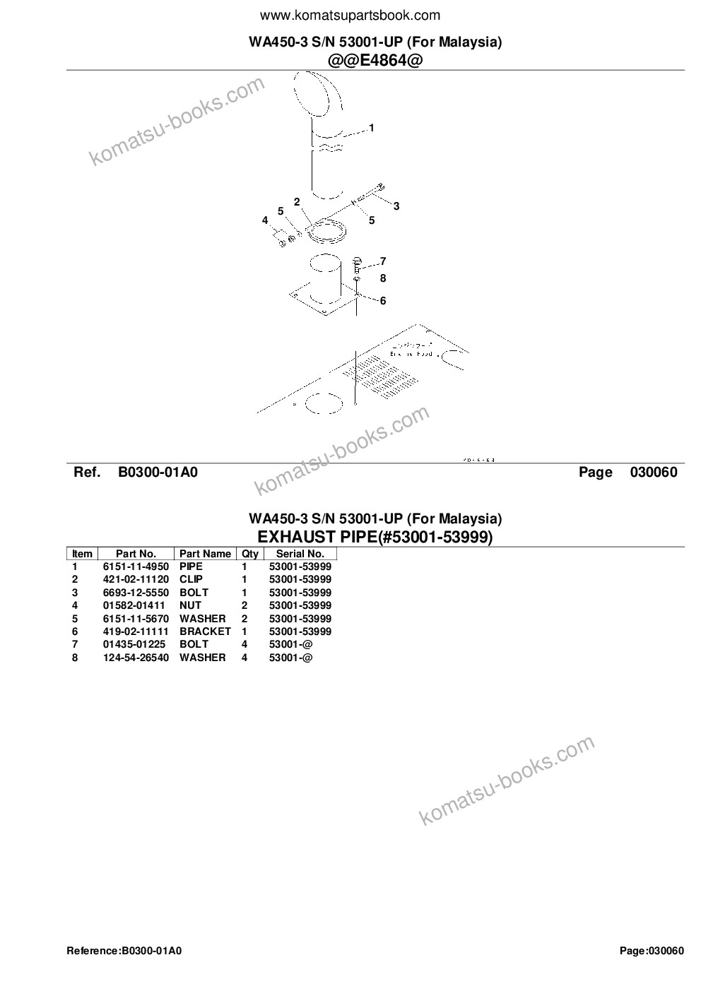 Komatsu wa450-3 s/n 53001-up for malaysia Parts catalog cover Page 9