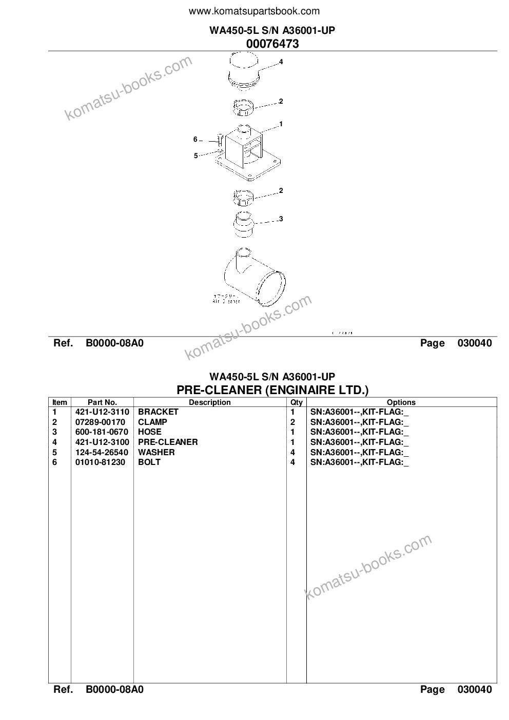 Komatsu wa450-5l s/n a36001-up Parts catalog cover Page 6