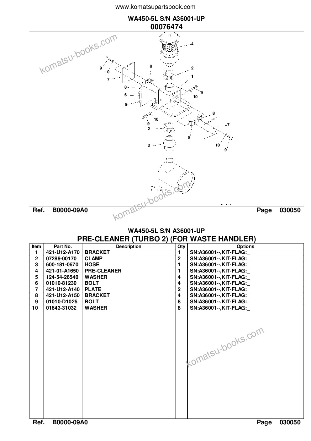 Komatsu wa450-5l s/n a36001-up Parts catalog cover Page 7