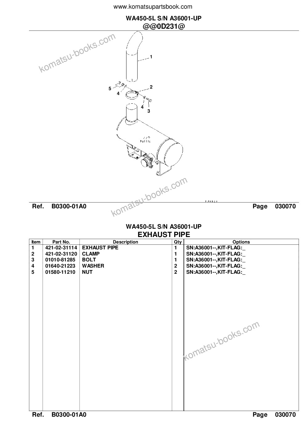 Komatsu wa450-5l s/n a36001-up Parts catalog cover Page 9