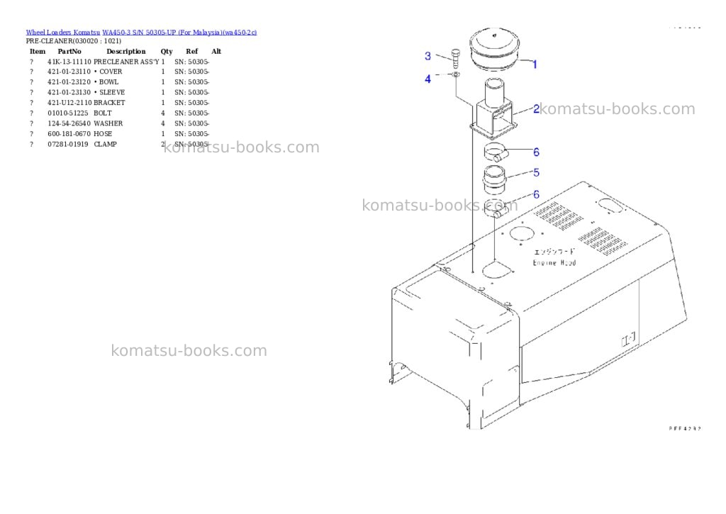 Komatsu WA450-3 S/N 50305-UP (For Malaysia) Parts catalog cover Komatsu WA450-3 S/N 50305-UP (For Malaysia) Parts catalog cover