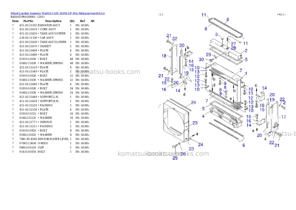 Komatsu WA450-3 S/N 50305-UP (For Malaysia) Parts catalog cover Page 3 Komatsu WA450-3 S/N 50305-UP (For Malaysia) Parts catalog cover Page 3
