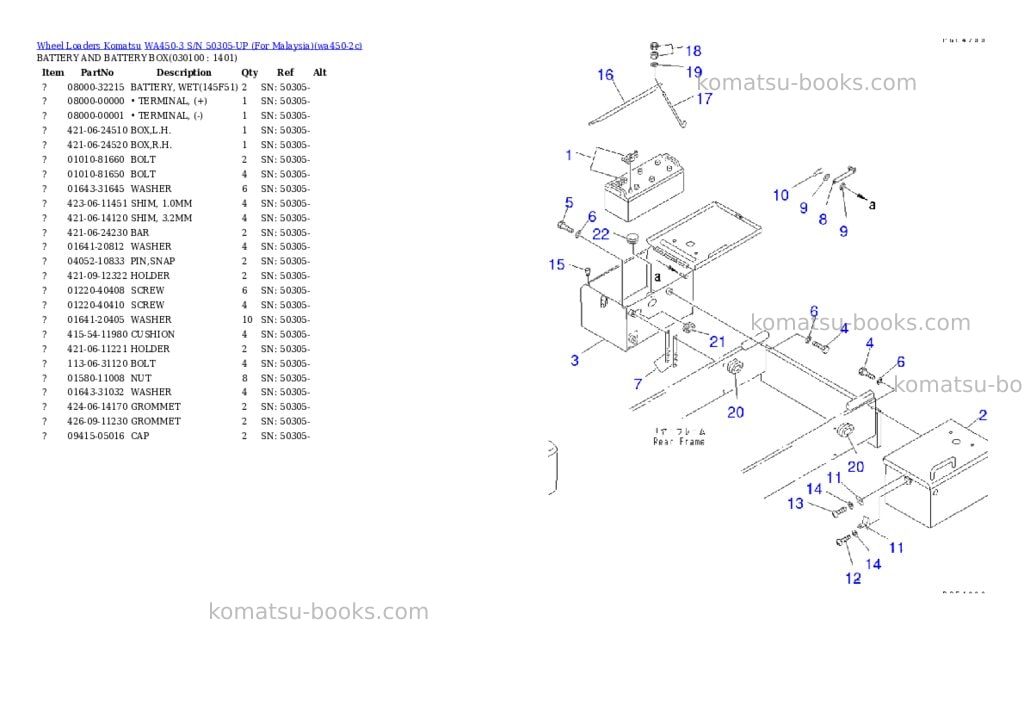 Komatsu WA450-3 S/N 50305-UP (For Malaysia) Parts catalog cover Page 9 Komatsu WA450-3 S/N 50305-UP (For Malaysia) Parts catalog cover Page 9