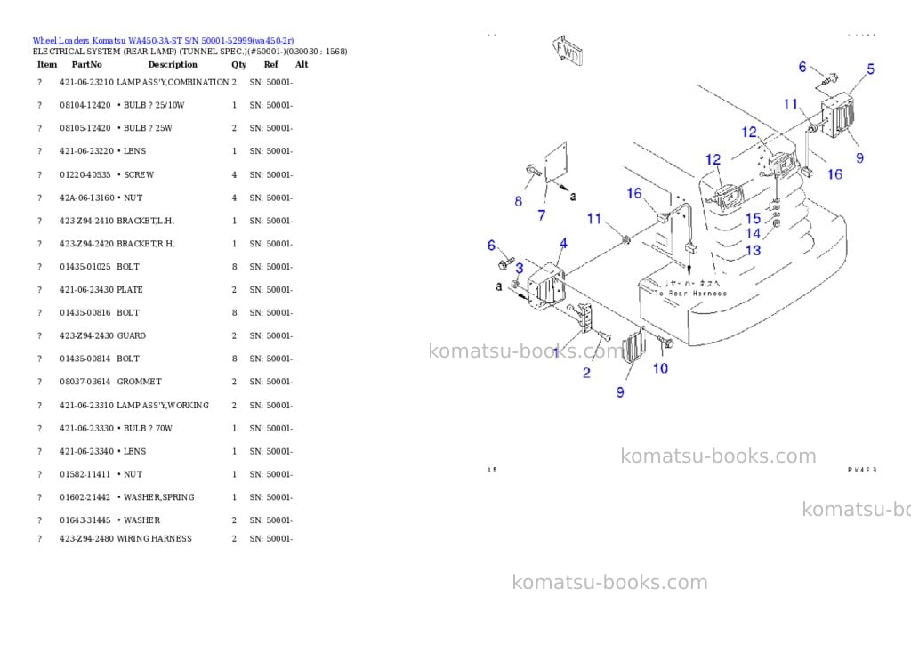 Komatsu wa450-3a-st s/n 50001-52999 Parts catalog cover Page 2