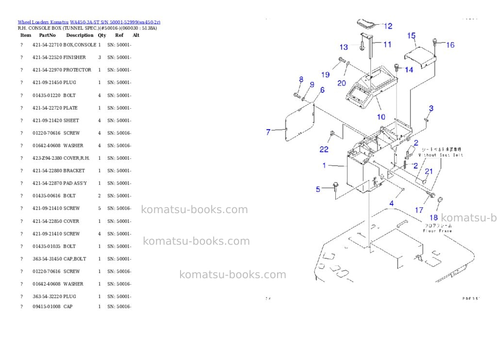 Komatsu wa450-3a-st s/n 50001-52999 Parts catalog cover Page 8