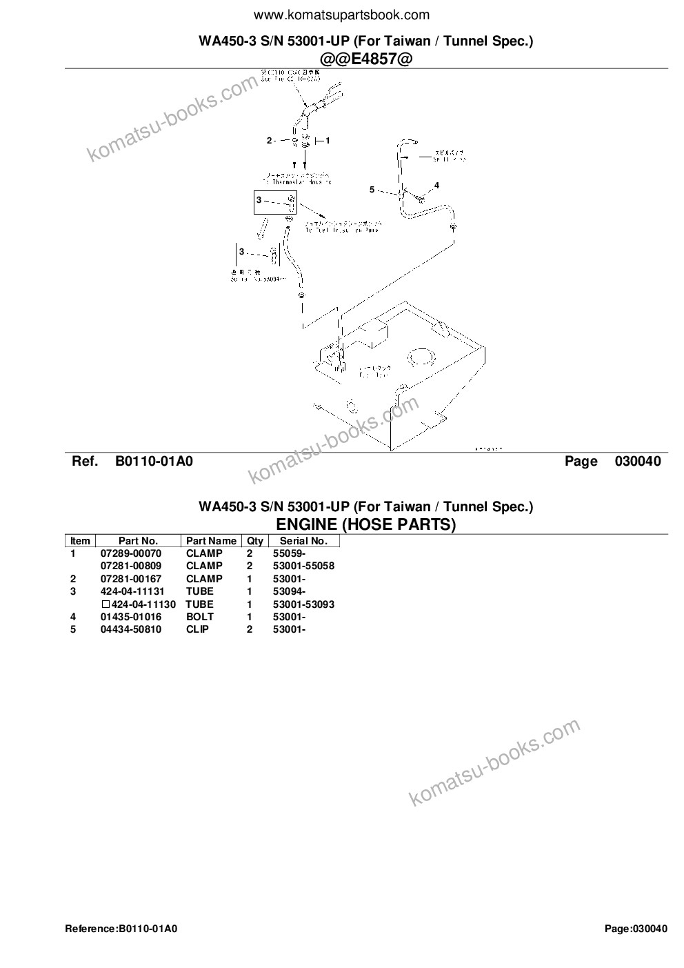 Komatsu wa450-3 s/n 53001-up for taiwan / tunnel spec. Parts catalog cover Page 6 Komatsu wa450-3 s/n 53001-up for taiwan / tunnel spec. Parts catalog cover Page 6