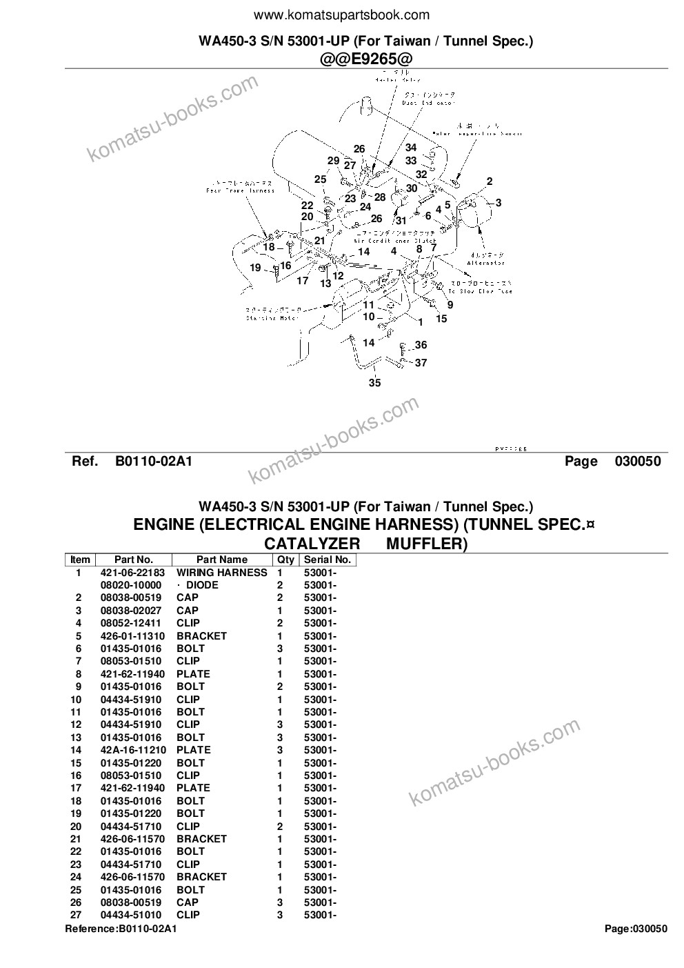 Komatsu wa450-3 s/n 53001-up for taiwan / tunnel spec. Parts catalog cover Page 7 Komatsu wa450-3 s/n 53001-up for taiwan / tunnel spec. Parts catalog cover Page 7