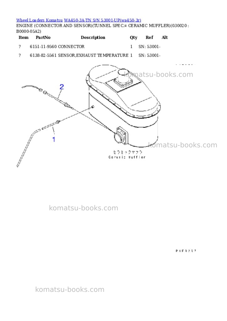 Komatsu wa450-3a-tn s/n 53001-up Parts catalog cover