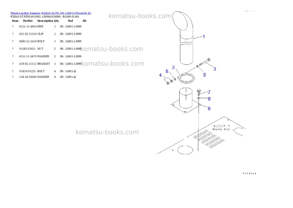 Komatsu wa450-3a-tn s/n 53001-up Parts catalog cover Page 7