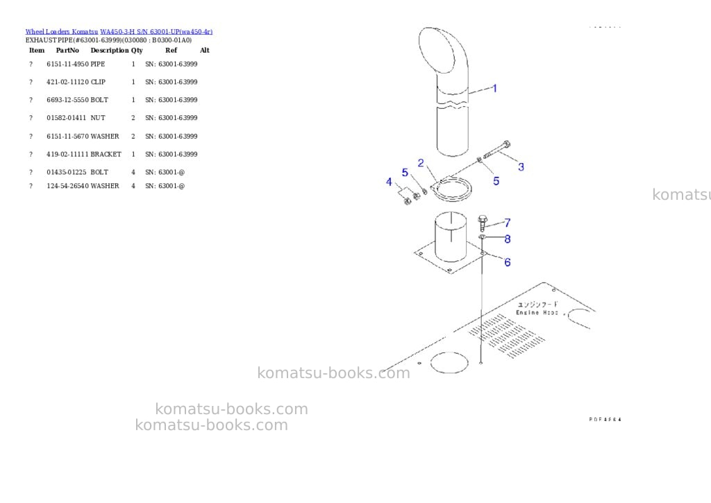 Komatsu wa450-3-h s/n 63001-up Parts catalog cover Page 7
