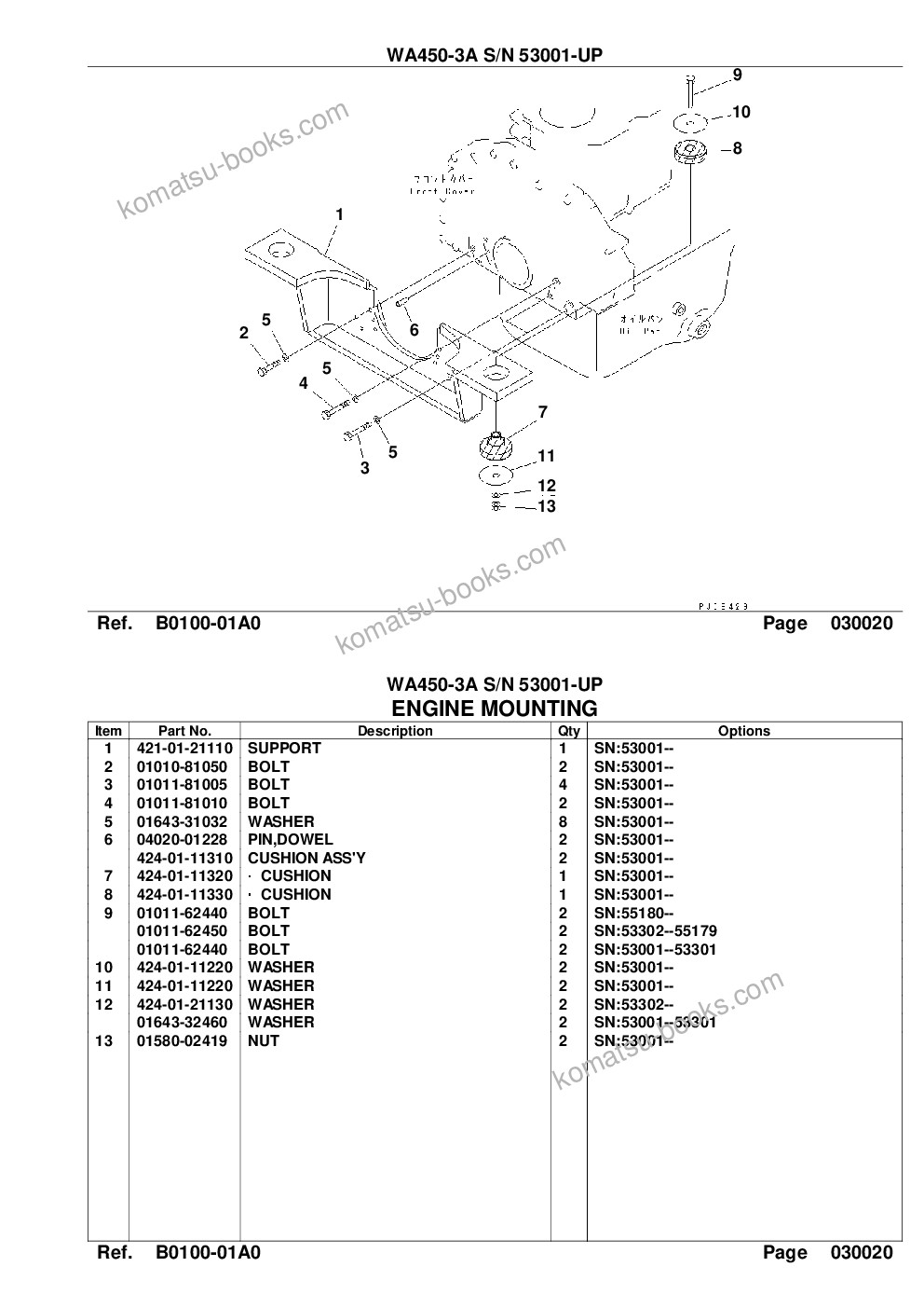 Komatsu wa450-3a s/n 53001-up Parts catalog cover Page 4
