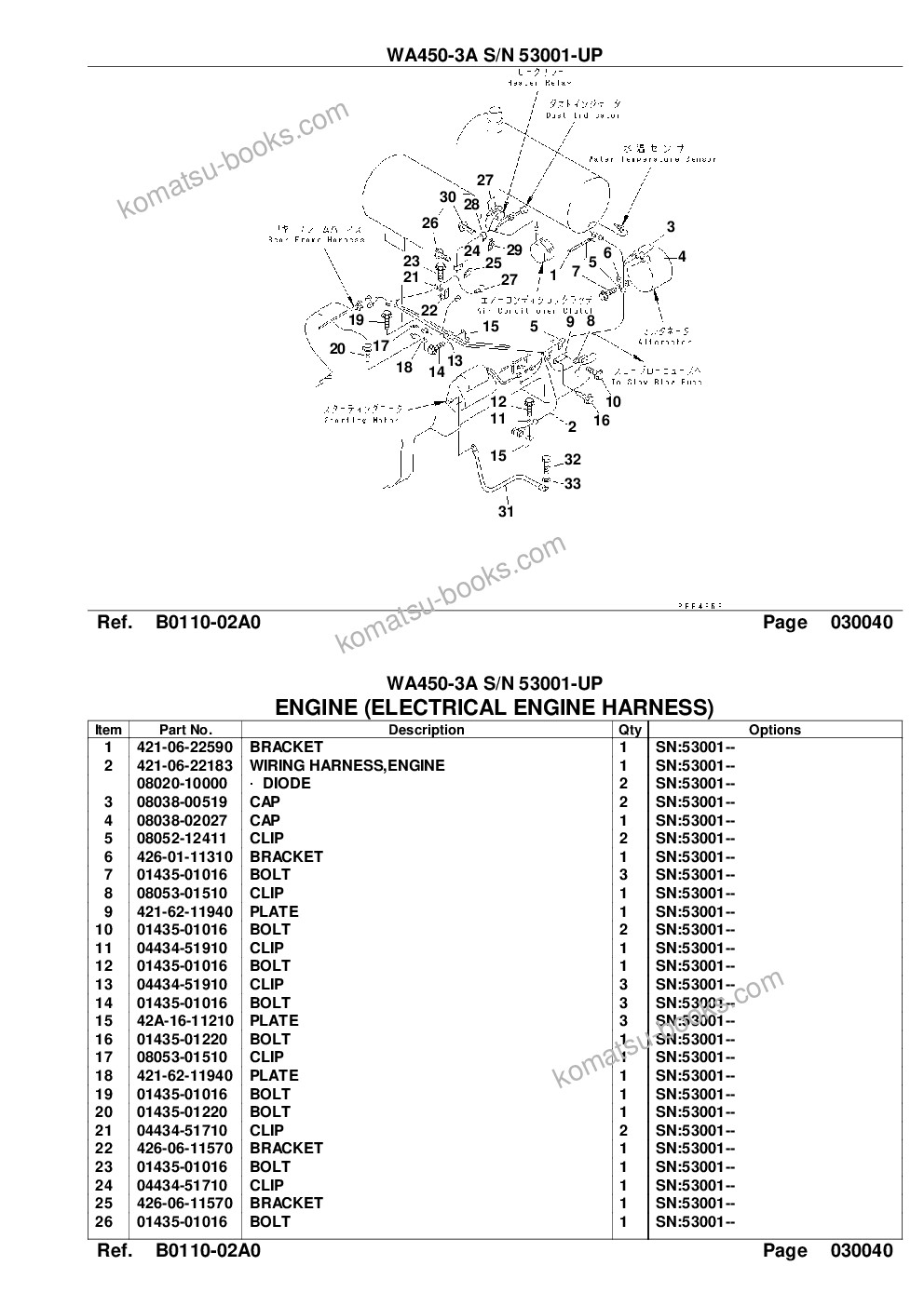 Komatsu wa450-3a s/n 53001-up Parts catalog cover Page 6