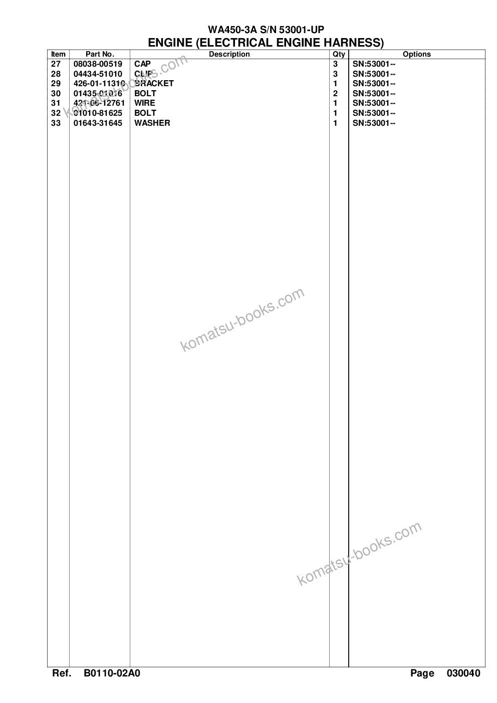 Komatsu wa450-3a s/n 53001-up Parts catalog cover Page 7