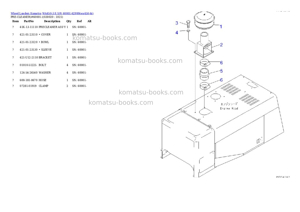 Komatsu wa450-3-x s/n 60001-62999 Parts catalog cover
