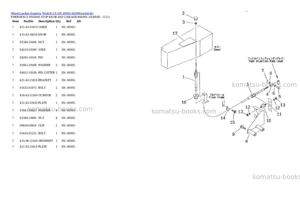 Komatsu wa450-3-x s/n 60001-62999 Parts catalog cover Page 3