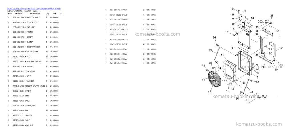 Komatsu wa450-3-x s/n 60001-62999 Parts catalog cover Page 4