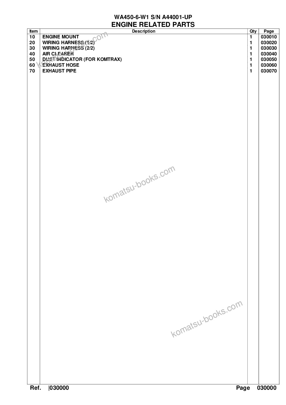 Komatsu wa450-6-w1 s/n a44001-up Parts catalog cover Page 2
