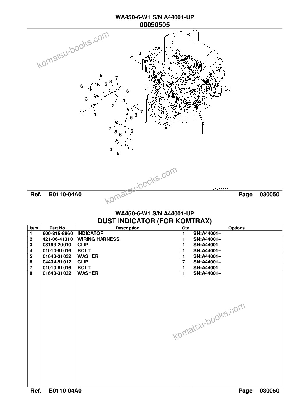 Komatsu wa450-6-w1 s/n a44001-up Parts catalog cover Page 8