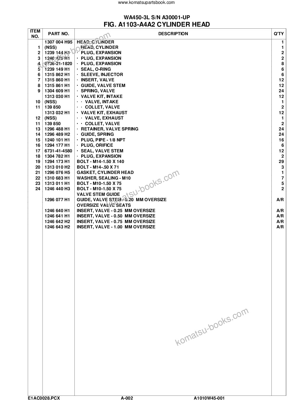 Komatsu wa450-3l s/n a30001-up Parts catalog cover Page 5