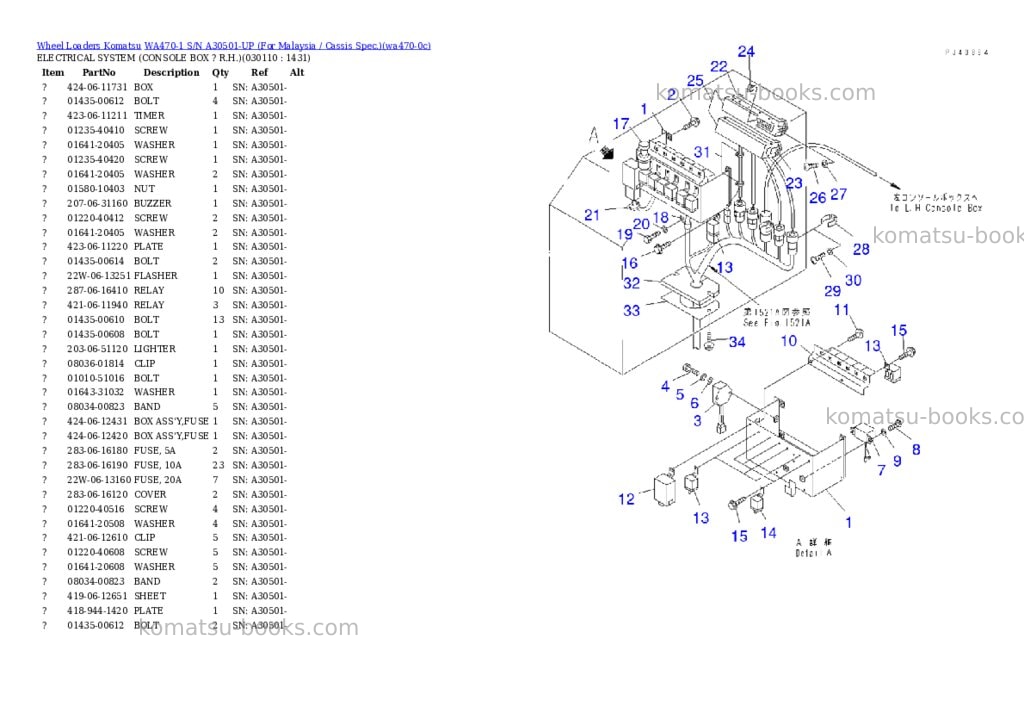 Komatsu wa470-1 s/n a30501-up for malaysia / cassis spec. Parts catalog cover Page 10