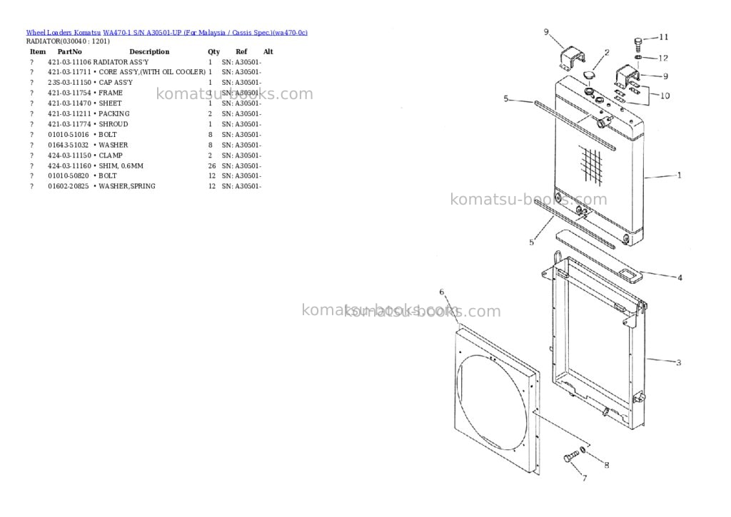 Komatsu wa470-1 s/n a30501-up for malaysia / cassis spec. Parts catalog cover Page 3