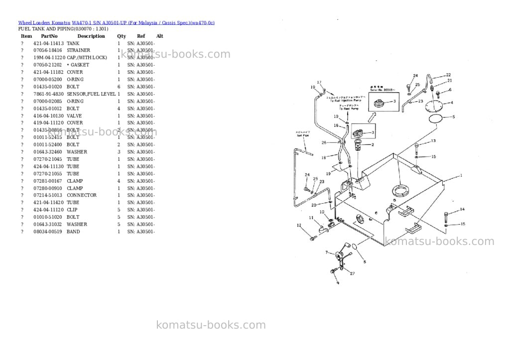 Komatsu wa470-1 s/n a30501-up for malaysia / cassis spec. Parts catalog cover Page 6