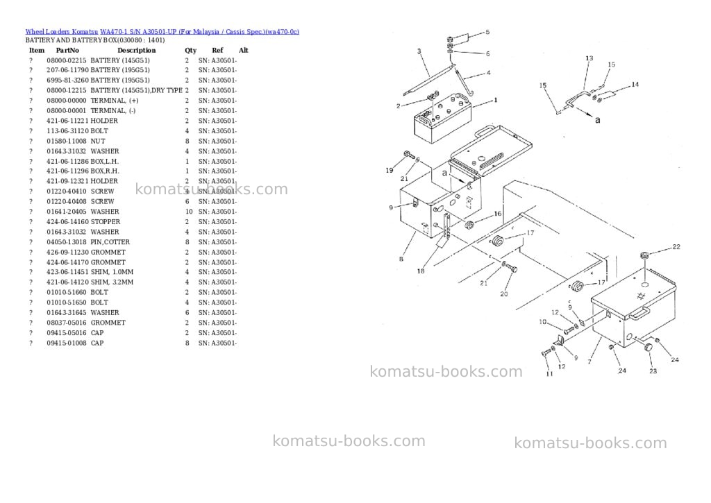 Komatsu wa470-1 s/n a30501-up for malaysia / cassis spec. Parts catalog cover Page 7