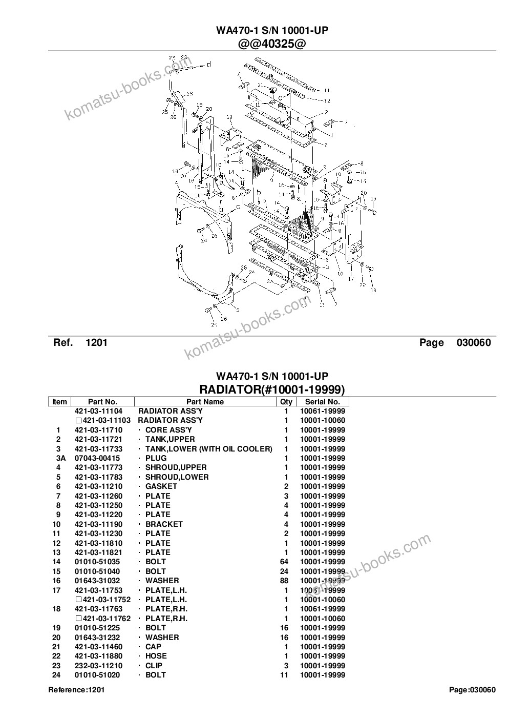 Komatsu wa470-1 s/n 10001-up Parts catalog cover Page 10